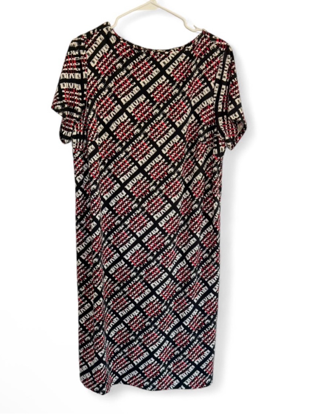 J. Jill Wearever Womens Dress 1X Scarlet EP Black Red Geometric NWT $109 Comfort